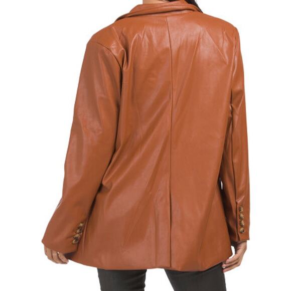 En Saison Faux Leather Oversized Double Breasted Blazer Jacket NWOT Size Medium - Picture 6 of 6